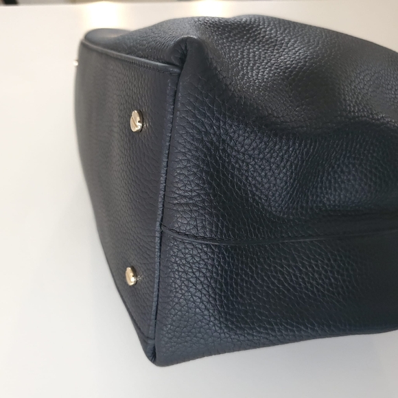 Tory Burch Black Leather Britten Triple Compartments Chain Strap Tote Bag - Picture 11 of 13